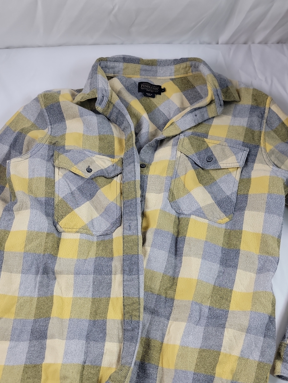 Pendleton Yellow and Gray Plaid Shirt Xl